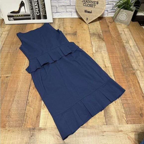 Boutique Moschino blue Ruffled Cotton Sleeveless Peplum Dress 12 - Picture 4 of 14